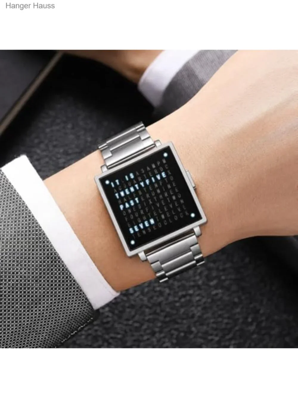 Men's Square Multifunctional Watch Water Resistant Leather Stainless Steel